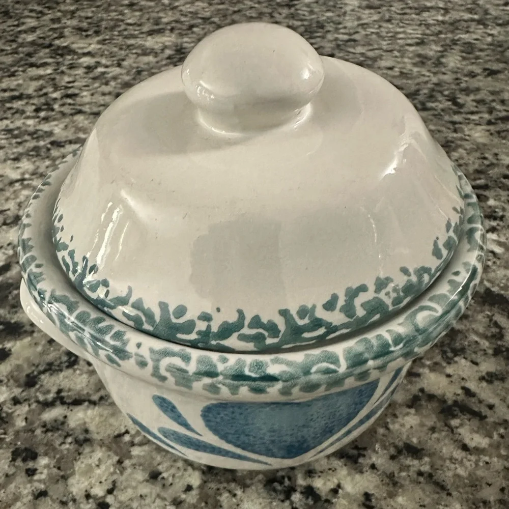 Blue Heart Ceramic Bowl With Lid